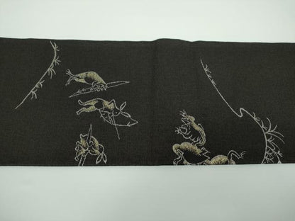 平和屋着物●つけ帯　鳥獣戯画　正絹　逸品　未使用　DAAV6721ps