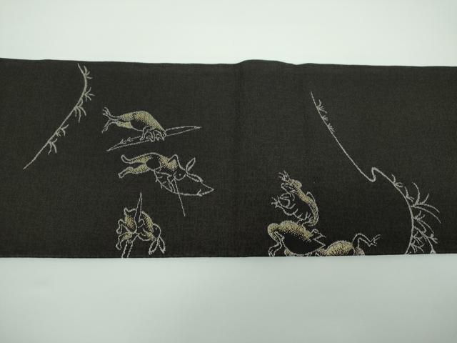 平和屋着物●つけ帯　鳥獣戯画　正絹　逸品　未使用　DAAV6721ps
