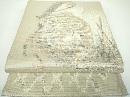 平和屋着物▽六通柄袋帯 スリーシーズン帯 春 夏 秋 海老 金銀糸 正絹 逸品 DAAV6743ps