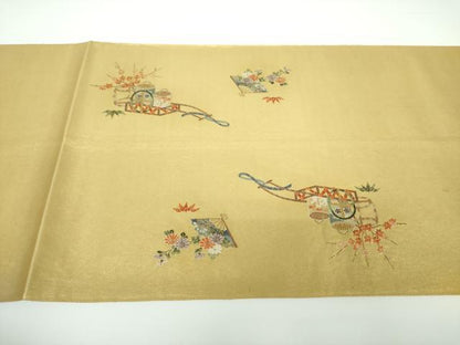 平和屋着物●六通柄袋帯 献能絵文 金泥箔 本金箔 正絹 逸品 DAAV6745ps