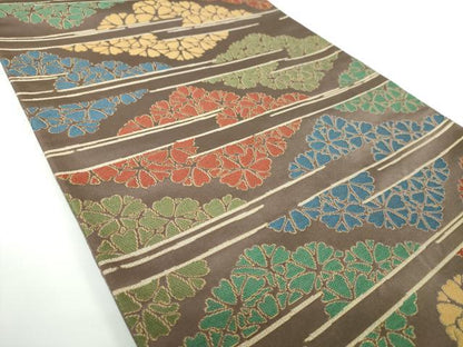 平和屋着物●六通柄袋帯 花菱文 金糸 正絹 逸品 DAAV6761ps