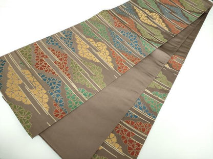 平和屋着物●六通柄袋帯 花菱文 金糸 正絹 逸品 DAAV6761ps