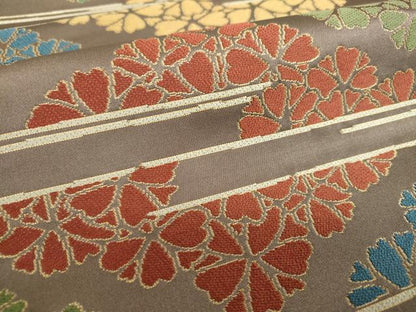 平和屋着物●六通柄袋帯 花菱文 金糸 正絹 逸品 DAAV6761ps