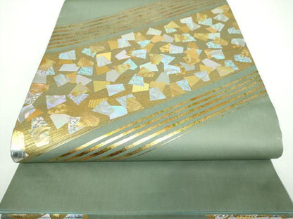 平和屋着物●太鼓柄袋帯　箔散らし　金銀彩　正絹　逸品　DAAV6767ps