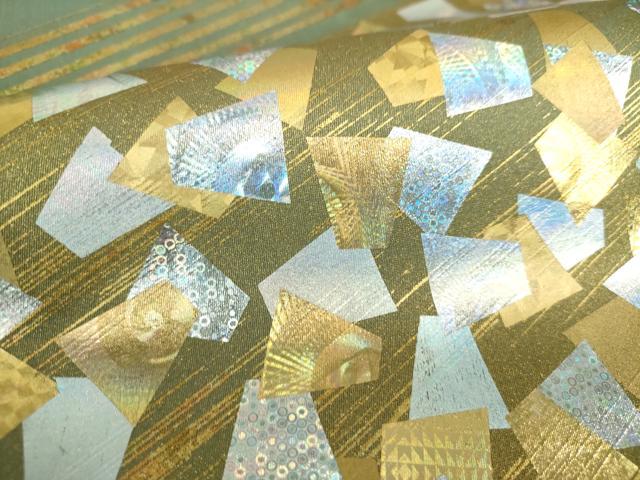 平和屋着物●太鼓柄袋帯　箔散らし　金銀彩　正絹　逸品　DAAV6767ps