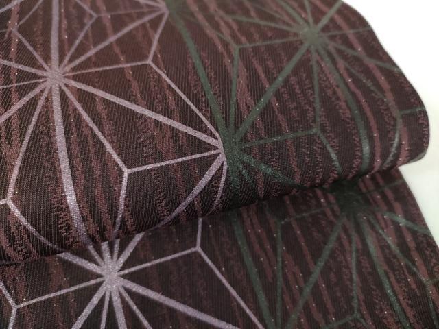 平和屋着物●児島廣和　アトリエ 聖jin苑　九寸名古屋帯　麻の葉文様　銀通し地　正絹　逸品　未使用　DAAV6818ps 平和屋着物○児島廣和 アトリエ 聖jin苑 九寸名古屋帯 麻の葉