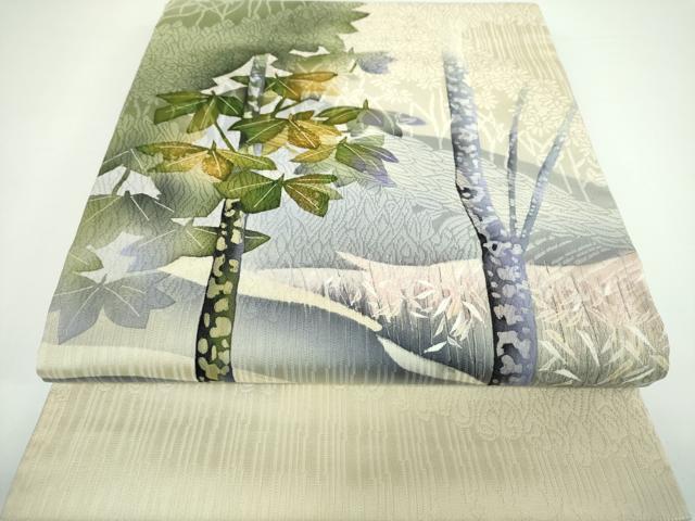 平和屋着物●江戸友禅作家 三辻与四昭 九寸開き名古屋帯 風景文 金彩 正絹 逸品 DAAV6822ps