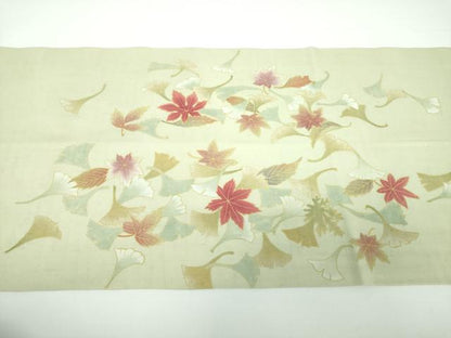 平和屋着物●九寸開き名古屋帯　作家物　紬地　吹き寄せ花文　正絹　逸品　DAAV6837ps