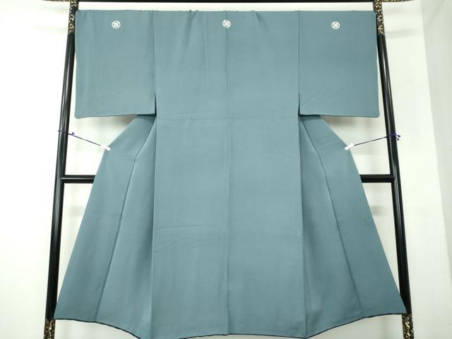 平和屋着物●男性 色紋付 羽織セット 長羽織 着物・御召御納戸色 羽織・百入茶色 正絹 逸品 DAAV6861ps