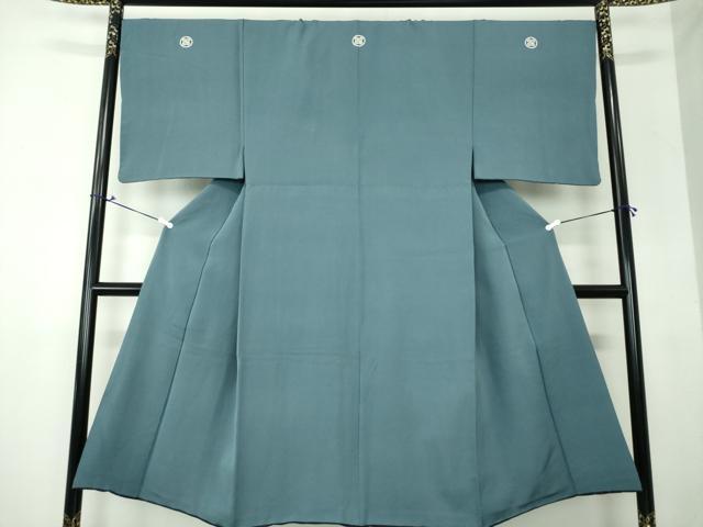 平和屋着物●男性　色紋付　羽織セット　長羽織　着物・御召御納戸色　羽織・百入茶色　正絹　逸品　DABD1700ps