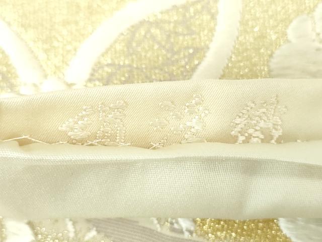 平和屋着物●六通柄袋帯　絹浮織　市松花文　本金箔　正絹　逸品　DAAV6873ps