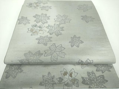 平和屋着物●六通柄袋帯 紬地 舞花文 正絹 逸品 DAAV6882ps