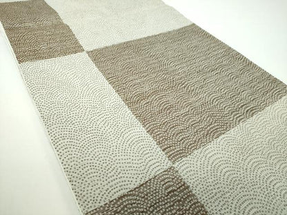 平和屋着物●全通柄袋帯 青海波市松文様 正絹 逸品 DAAV6886ps