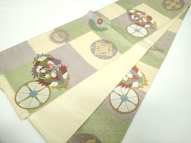 平和屋着物●六通柄袋帯 唐織 鳳凰菱華紋 正絹 逸品 DAAV6904ps