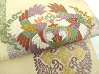 平和屋着物●六通柄袋帯 唐織 鳳凰菱華紋 正絹 逸品 DAAV6904ps