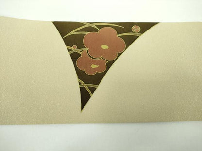 平和屋着物●九寸名古屋帯 刺繍 舞梅 金糸 正絹 逸品 DAAV6935ps