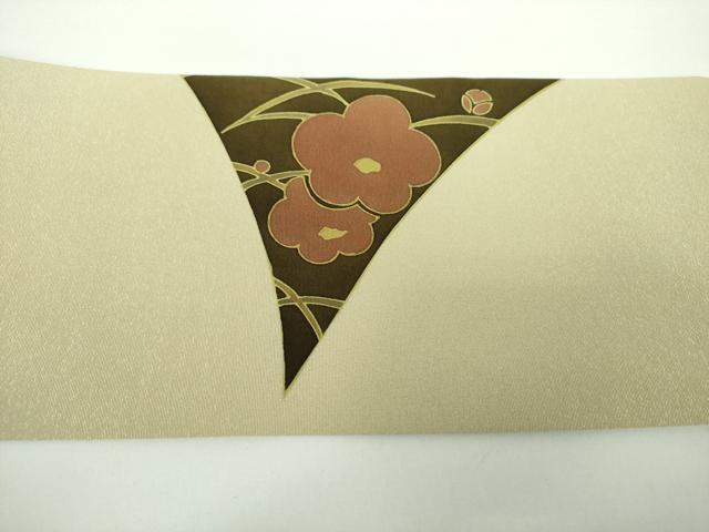 平和屋着物●九寸名古屋帯 刺繍 舞梅 金糸 正絹 逸品 DAAV6935ps