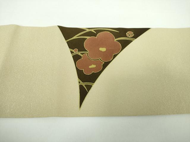 平和屋着物●九寸名古屋帯 刺繍 舞梅 金糸 正絹 逸品 DAAV6935ps