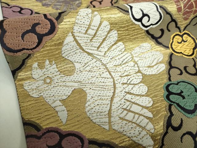 平和屋着物●六通柄袋帯　作家物　御物錦　錦唐織鸞模様　本金延喜箔　正絹　逸品　DAAV6952ps