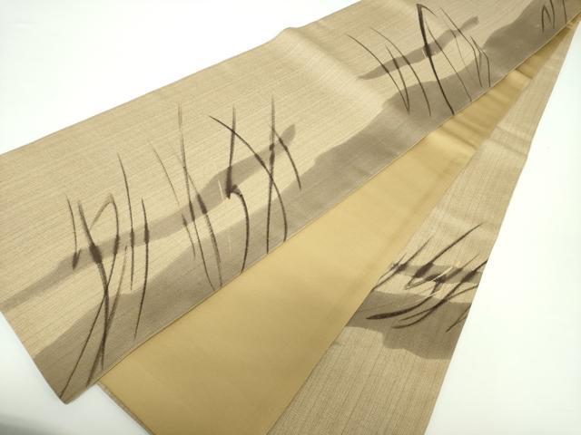 平和屋着物●六通柄袋帯　紬地　抽象文様　金彩　やまと誂製　正絹　逸品　DAAV6959ps