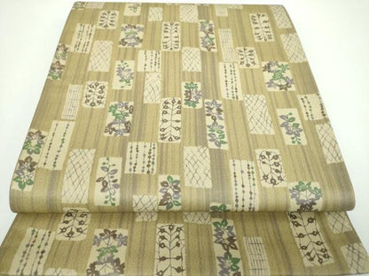 平和屋着物●両面 全通柄袋帯 色紙花文 正絹 逸品 DAAV6967ps