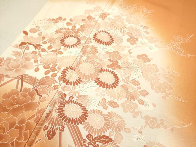 平和屋着物■色留訪問着　籬草花文　暈し染め　正絹　逸品　DAAV7216cd