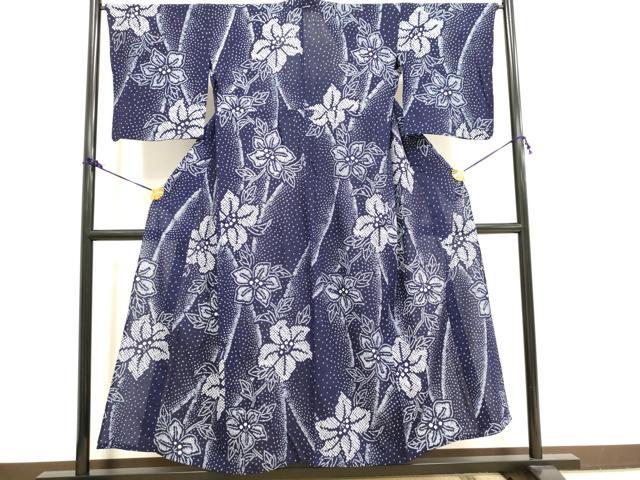 平和屋着物∴夏物　浴衣　有松鳴海絞り　草花文　綿　逸品　DAAV7251cd
