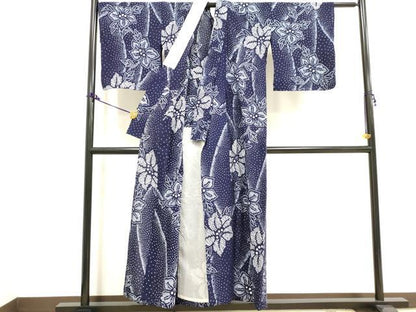 平和屋着物∴夏物　浴衣　有松鳴海絞り　草花文　綿　逸品　DAAV7251cd