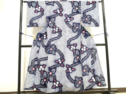 平和屋着物∴夏物 浴衣 有松鳴海絞り 流水花文 綿 逸品 DAAV7252cd
