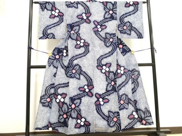 平和屋着物∴夏物 浴衣 有松鳴海絞り 流水花文 綿 逸品 DAAV7252cd