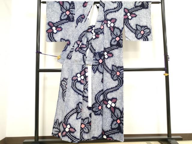 平和屋着物∴夏物 浴衣 有松鳴海絞り 流水花文 綿 逸品 DAAV7252cd