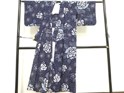 平和屋着物∴夏物　浴衣　有松鳴海絞り　花散らし　薔薇　バラ　綿　逸品　DAAV7254cd