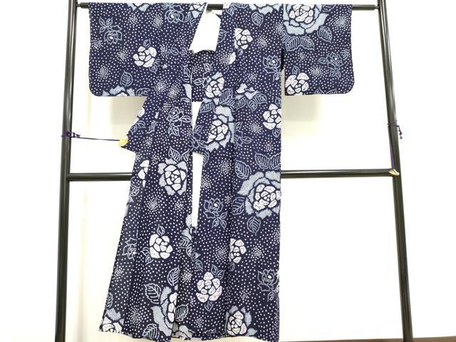 平和屋着物∴夏物　浴衣　有松鳴海絞り　花散らし　薔薇　バラ　綿　逸品　DAAV7254cd