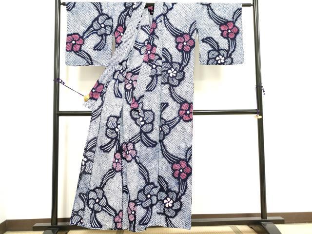 平和屋着物∴夏物 浴衣 有松鳴海絞り 枝花文 綿 逸品 DAAV7257cd
