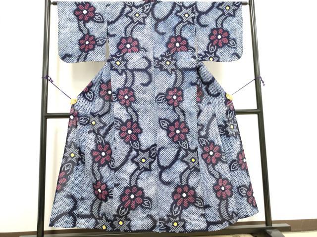 平和屋着物∴夏物 浴衣 有松鳴海絞り 花唐草文 綿 逸品 DAAV7259cd