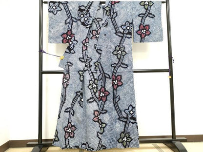 平和屋着物∴夏物 浴衣 有松鳴海絞り 枝花文 綿 逸品 DAAV7263cd