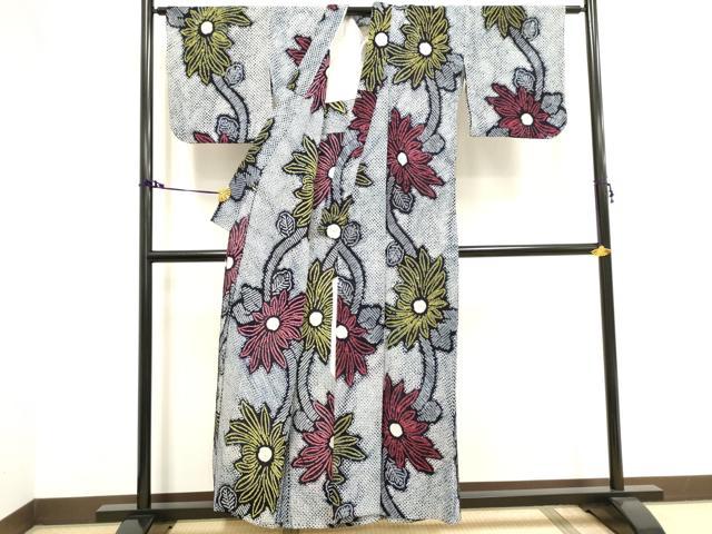 平和屋着物∴夏物 浴衣 有松鳴海絞り 枝花文 綿 逸品 DAAV7264cd
