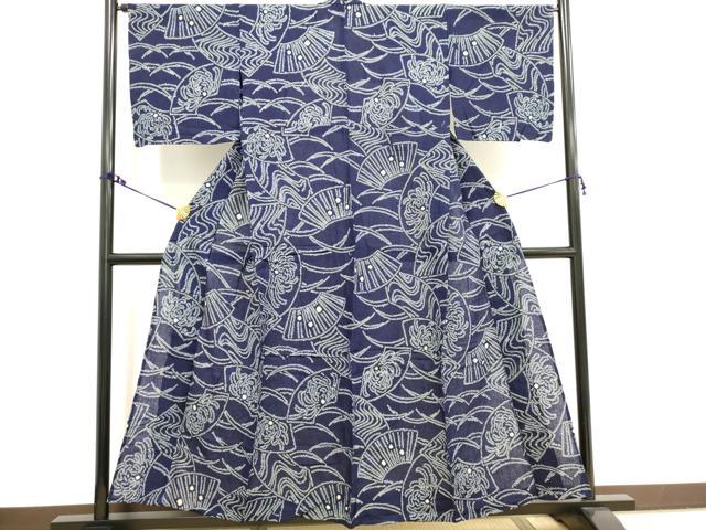 平和屋着物∴夏物 浴衣 有松鳴海絞り 地紙花文 綿 逸品 DAAV7267cd