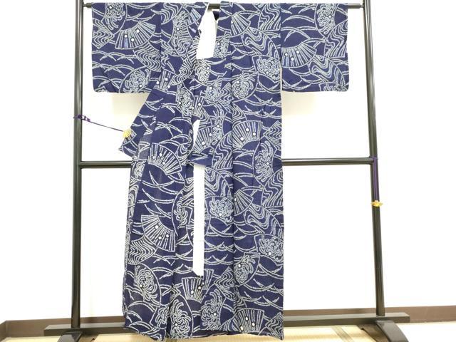 平和屋着物∴夏物 浴衣 有松鳴海絞り 地紙花文 綿 逸品 DAAV7267cd
