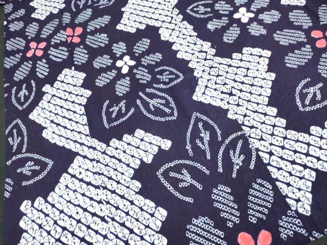 平和屋着物∴夏物　浴衣　有松鳴海絞り　草花文　綿　逸品　DAAV7268cd
