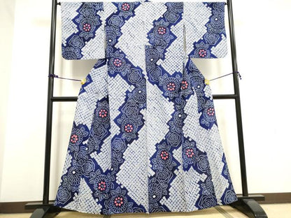 平和屋着物∴夏物　浴衣　有松鳴海絞り　花繋ぎ　綿　逸品　DAAV7270cd