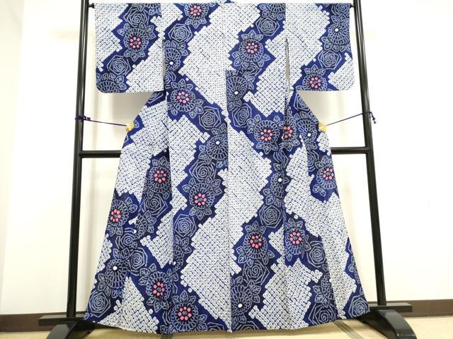 平和屋着物∴夏物　浴衣　有松鳴海絞り　花繋ぎ　綿　逸品　DAAV7270cd