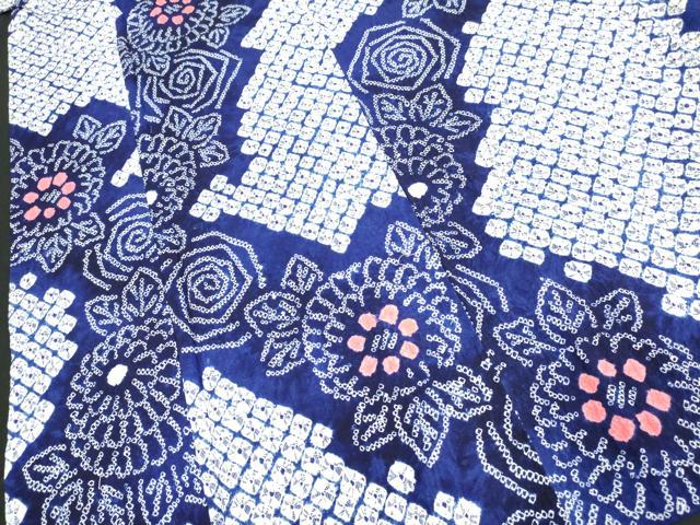 平和屋着物∴夏物　浴衣　有松鳴海絞り　花繋ぎ　綿　逸品　DAAV7270cd