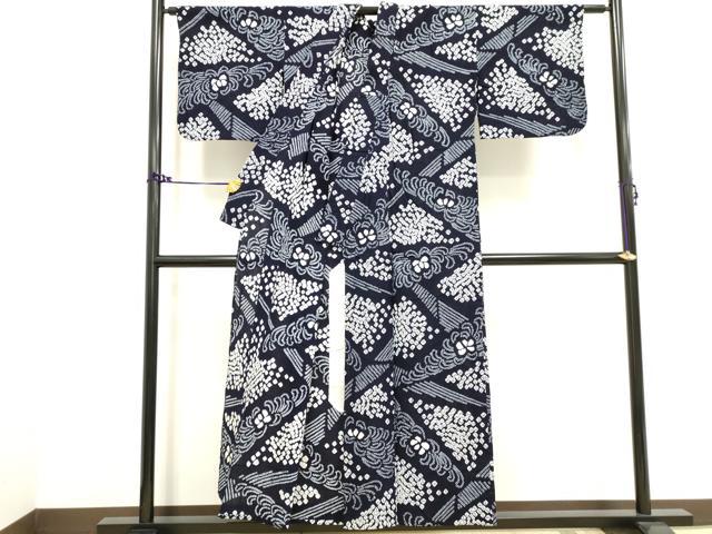 平和屋着物∴夏物 浴衣 有松鳴海絞り 舞花文 菊 綿 逸品 DAAV7273cd