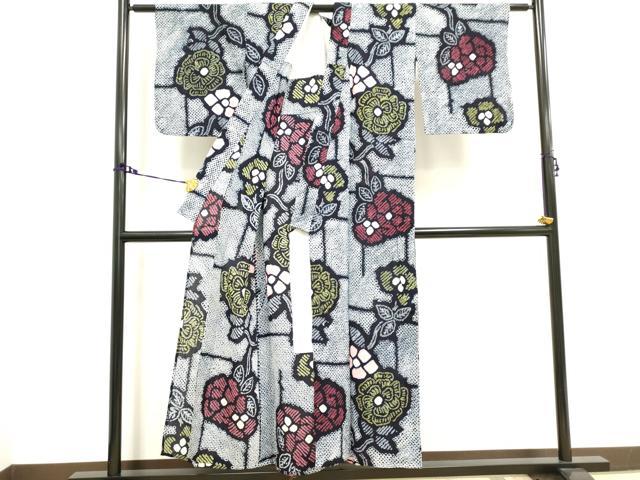 平和屋着物∴夏物 浴衣 有松鳴海絞り 枝花文 綿 逸品 DAAV7277cd