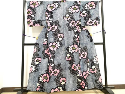 平和屋着物∴夏物 浴衣 有松鳴海絞り 花繋ぎ 椿 綿 逸品 DAAV7280cd