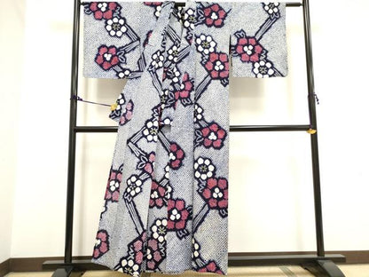 平和屋着物∴夏物 浴衣 有松鳴海絞り 枝花文 綿 逸品 DAAV7283cd