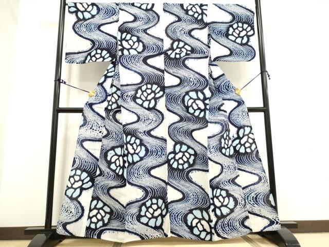 平和屋着物∴夏物　浴衣　有松鳴海絞り　流水花文　綿　逸品　DAAV7284cd