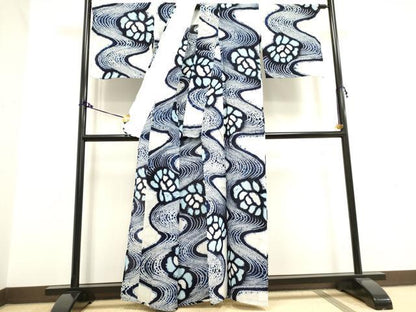 平和屋着物∴夏物　浴衣　有松鳴海絞り　流水花文　綿　逸品　DAAV7284cd