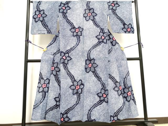 平和屋着物∴夏物 浴衣 有松鳴海絞り 枝花文 綿 逸品 DAAV7285cd